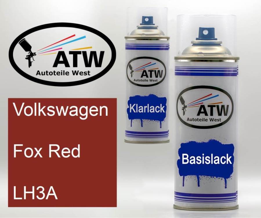 Volkswagen, Fox Red, LH3A: 400ml Sprühdose + 400ml Klarlack - Set, von ATW Autoteile West.